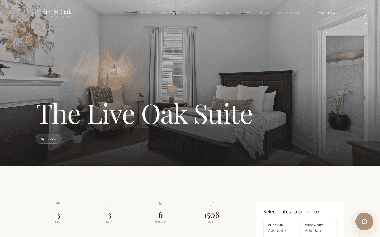 The Live Oak Suite page on 3rdandoak.com — one of three dedicated suite conversion pages