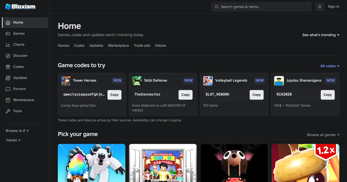 Bloxism independent website