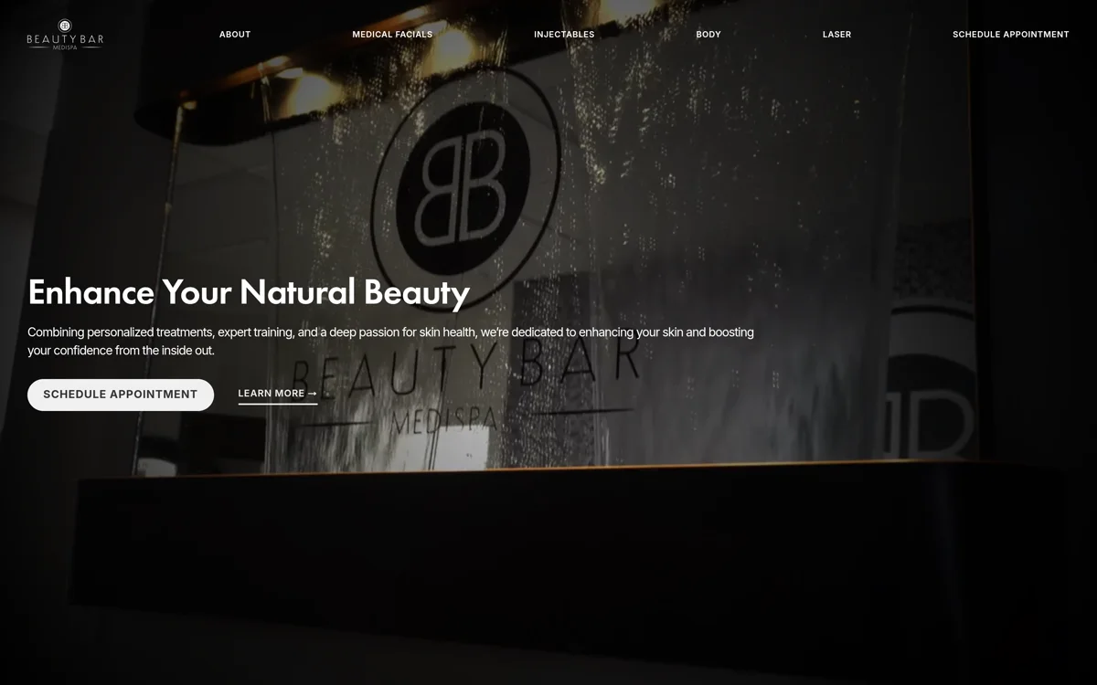 Beauty Bar Medispa website preview