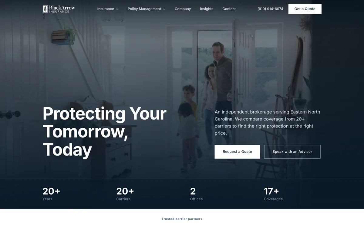 Black Arrow Insurance website preview